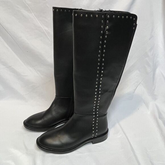 Steven by Steve Madden Shoes - Steven Black Leather Riding Boot Size 7.5 NC-ZOE Knee High Natural Comfort